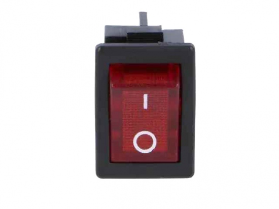 Switch rocker snap-in on/off rectangular red (0/1) DPST 6A/250V 